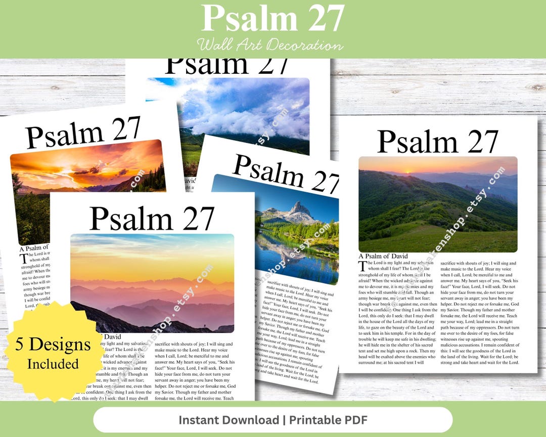 Psalm 27 Scripture Wall Art, Christian Printable, Faith Gift for Him ...