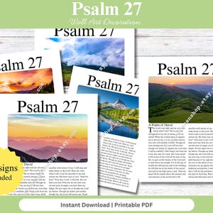 psalm 27 scripture wall art, Christian printable, faith gift for him her, bible verse poster, Christian home decor, psalm 27 sign