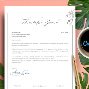 Letter of Resignation Template Two Week Notice Letter Editable in Canva Easier to Use over Google Docs Word or Pages Job Resignation Letter