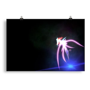 Uccello spaziale disegnato a mano che emerge da un portale – Stampa artistica da parete fantascientifica, poster di alieni fantasy, decorazione per la stanza dei gamer