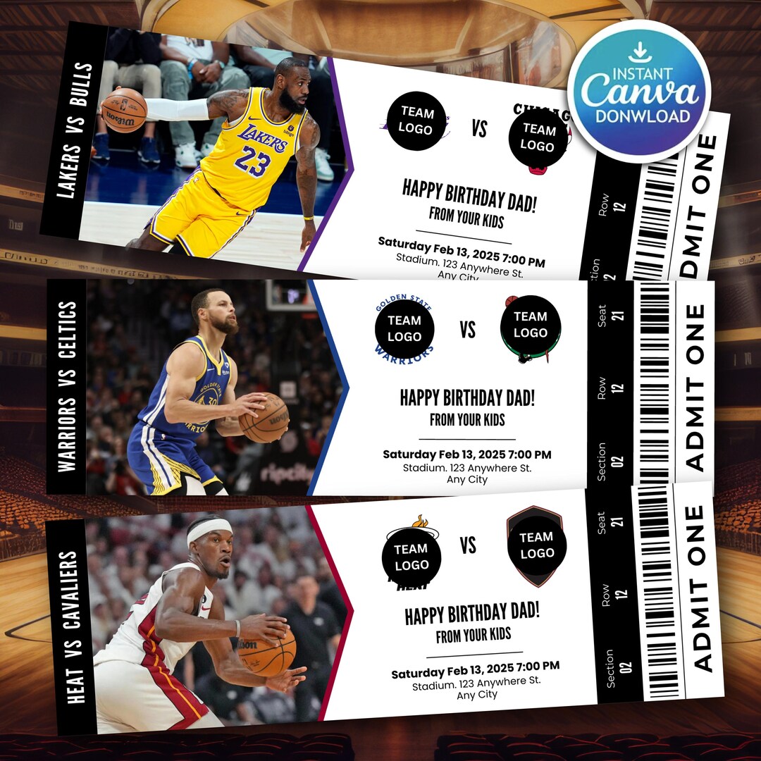 Editable Basketball Game Ticket Template, Custom Basketball Surprise ...