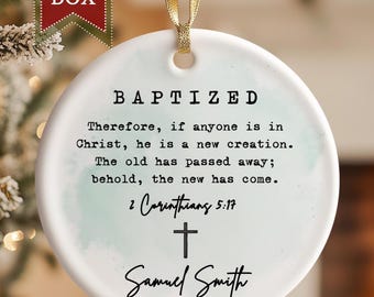 Christian Baptism Ornament, Adult Baptism Gift, New Believer Gift, Personalized Baptism Ornament, Custom Christening Gift, Baptism Ornament