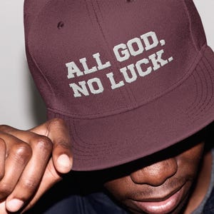 Christliche Snapback-Kappe, gestickte Kappe &quot;&quot;All God No Luck&quot;&quot;, religiöse Kappe, Glaubenszubehör.&quot;