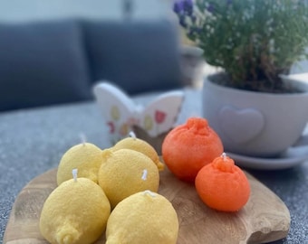 Citronformat ljus av sojavax | Handgjort citronljus – sommarmagi för ditt hem | Presentidé | Dekorativt ljus