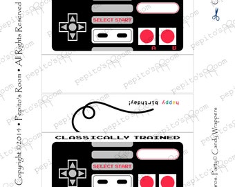 Print-INK Super Mario Bros. A La Carte Candy Bar Wraps - Classic Controller - Editable DIY Digital Printable PDF
