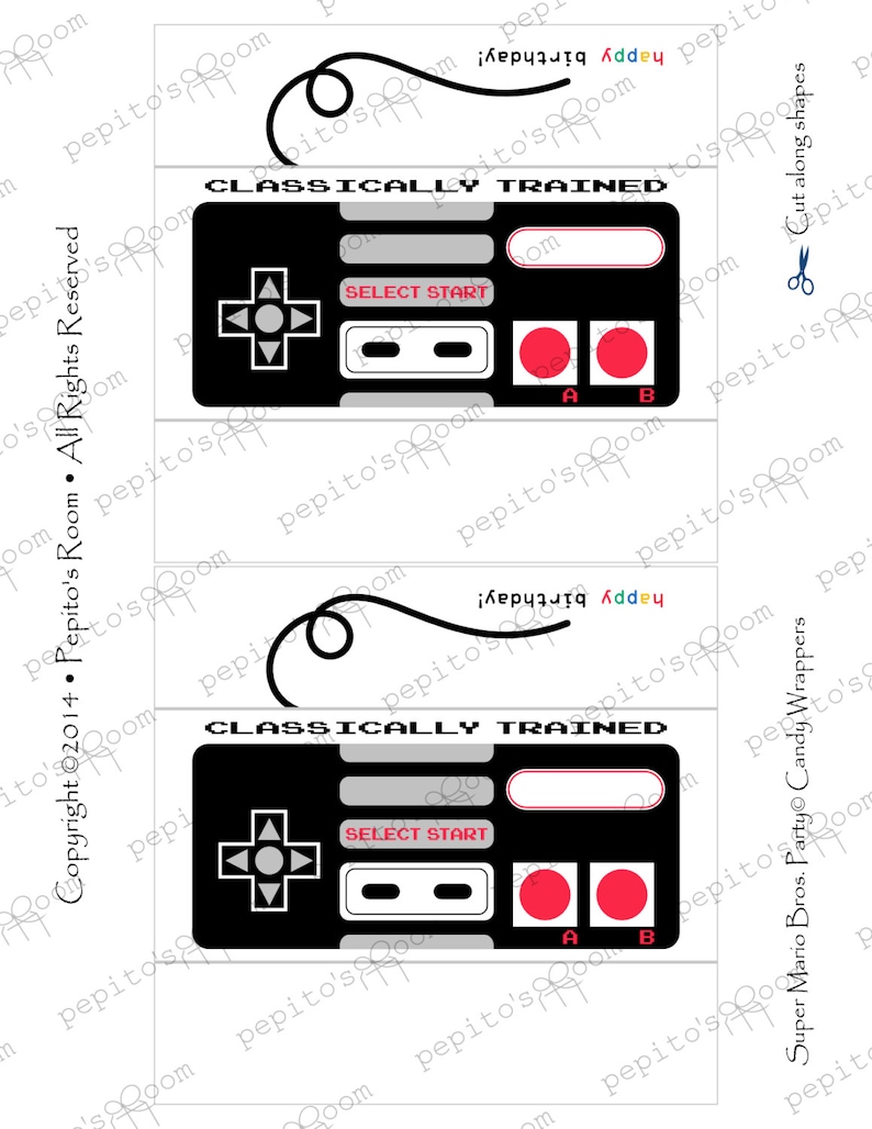 Print-INK A La Carte Candy Bar Wraps Classic Controller Editable DIY Digital Printable PDF image 1