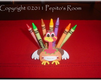 PRH06 Color Me Turkey Holder Template SVG - Paper Piecing Crayon Holder - PR