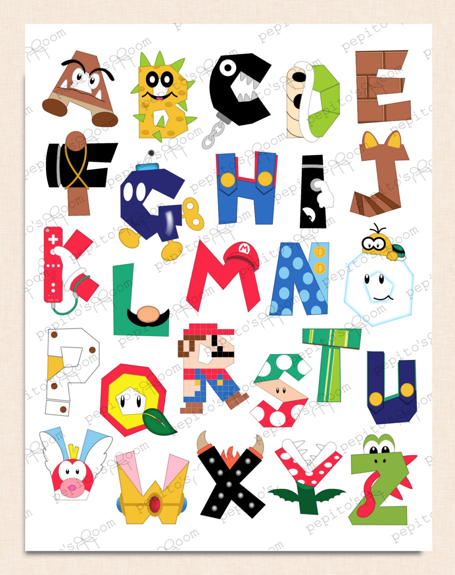 Print-INK Super Mario Bros. Personalized Single / Individual | Etsy