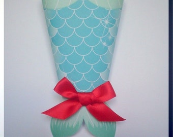 Under The Sea Party Favor - Mermaid Tail Box - Editable DIY Digital Printable PDF
