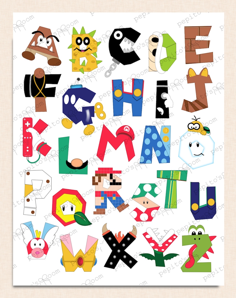 Print-INK Alphabet Poster Wall Art 16x20 DIY Digital Printable PDF image 1