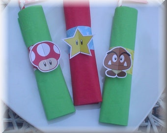 Print-INK Super Mario Bros. A La Carte Napkin Rings and Placemat / Coloring Page - DIY Digital Printable PDF