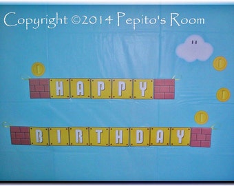 Print-INK Super Mario Bros. A La Carte 'Happy Birthday' Banner - DIY Digital Printable PDF