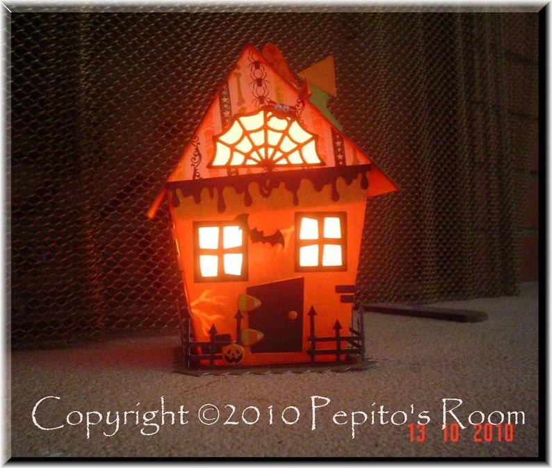 PRB08 Crooked House Box Template SVG / Printable PDF Outline Halloween PR image 1