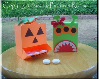 PRB28 Halloween Creatures Box Template SVG / Printable PDF Outline - Dispenser Box - Two designs - PR