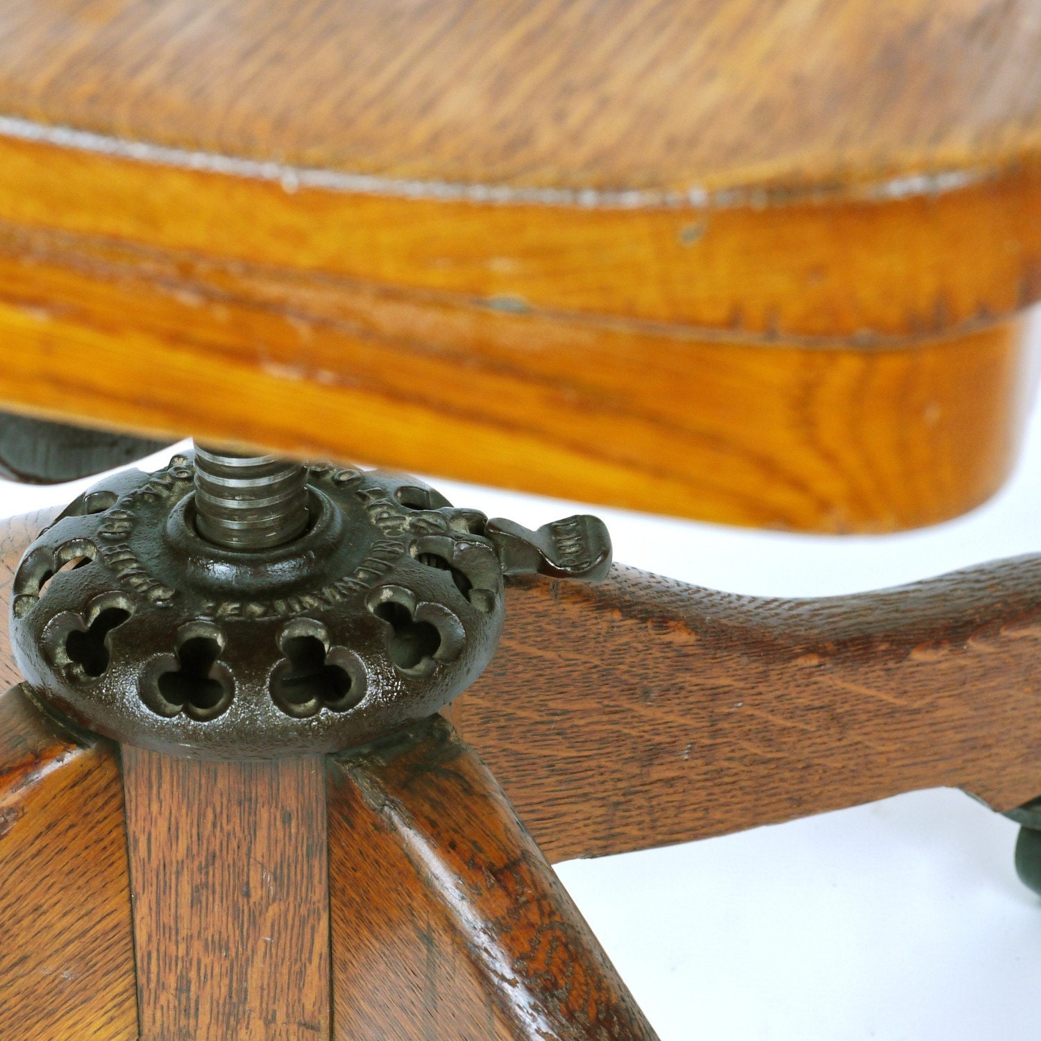 Antique Milwaukee Chair Co Oak Deco Desk Office Library Swivel Etsy