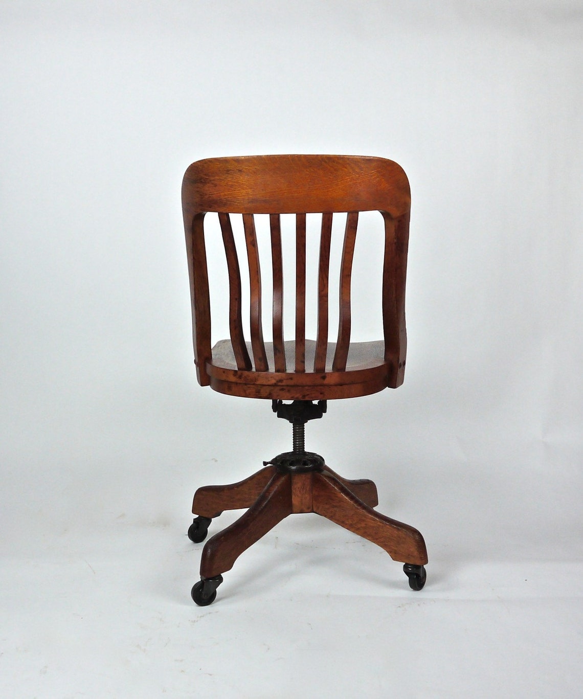 Antique Milwaukee Chair Co Oak Deco Desk Office Library Swivel Etsy