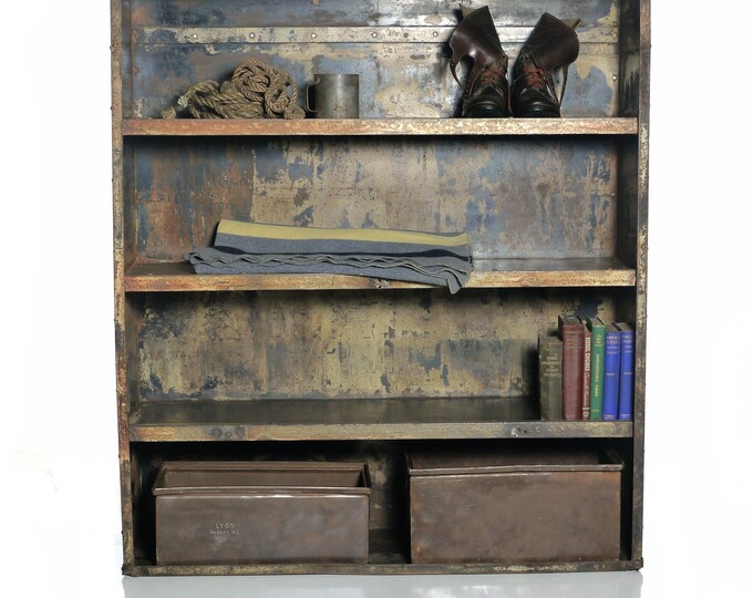 Vintage Industrial Metal Shelving Case Steel Storage Book Etsy