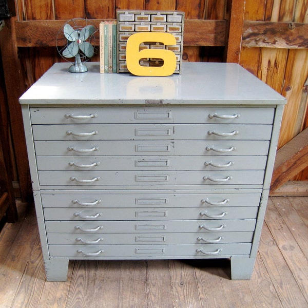 Vintage Hamilton Industrial Steel Print Cabinet