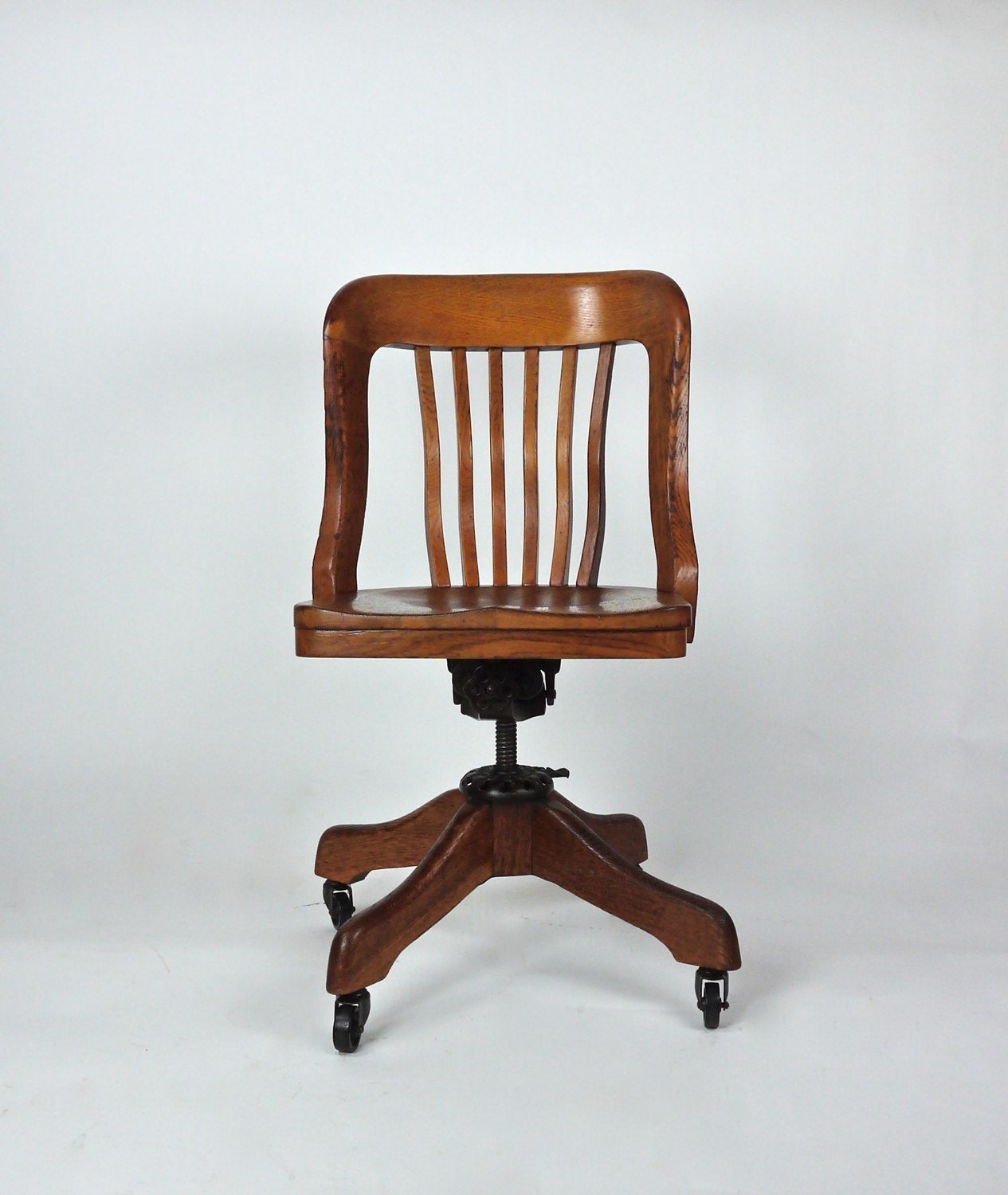 Antique Milwaukee Chair Co Oak Deco Desk Office Library Swivel Etsy