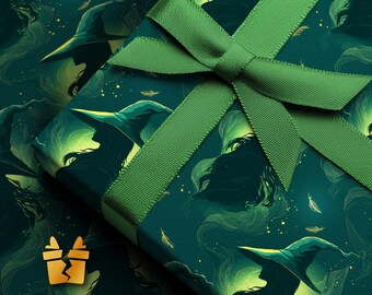 A Wicked Silhouette Christmas Wrapping Paper - Emerald Green Witch Holiday Gift Wrap