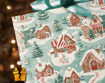 Lebkuchendorf Geschenkpapier - Luxusmuster Vintage Urlaub Geschenkverpackung Zubehör