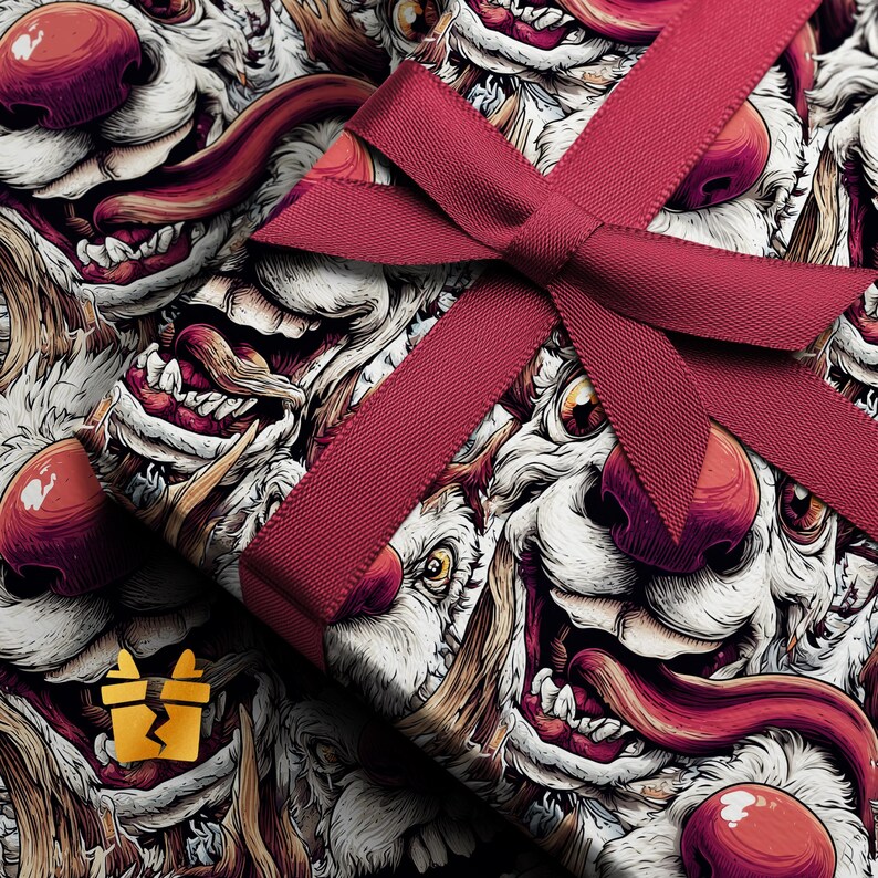 Horror Creepy Rudolph Wrapping Paper - Scary Reindeer Caricature ...