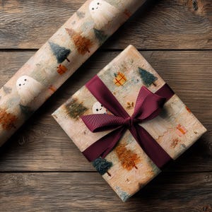Cute Ghost Christmas Wrapping Paper - Pastel Oil Painting Holiday Gift Wrap for Kids, Spooky Cute or Aesthetic Christmas Gifts image 9