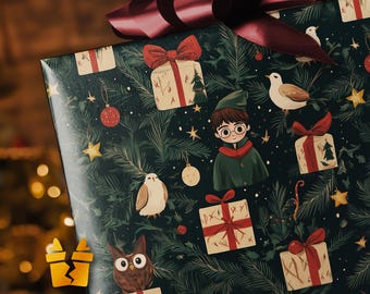 Wizard Boy Wrapping Paper - Luxury Pattern Vintage Holiday Gift Wrap Supplies