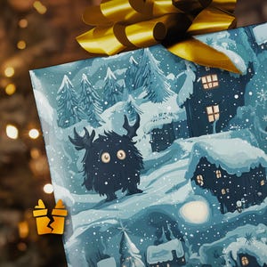 Carta da regalo Krampus coccolosa - Forniture per confezioni regalo vintage con motivo di lusso