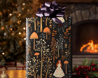 Papier do pakowania Frau Perchta – luksusowy wzór, vintage, artykuły do pakowania prezentów świątecznych