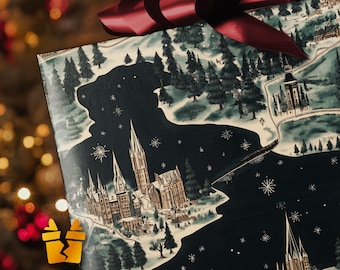 That Wizarding School Wrapping Paper - Luxury Pattern Vintage Holiday Gift Wrap Supplies