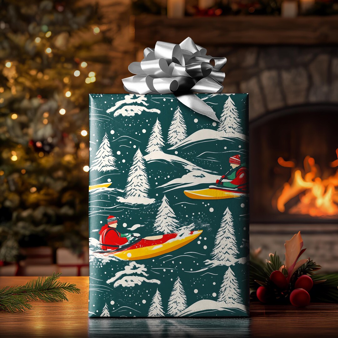 Oar What Fun! Kayak Wrapping Paper - Luxury Pattern Vintage Holiday ...