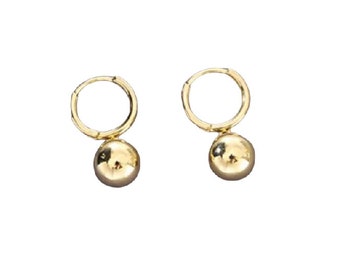 Lou Gehrigs Support ALS Jewelry Ball Beaded Drop Hoop Earrings Gold tone