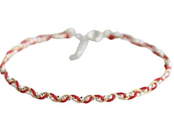 Lou Gehrigs Support ALS Jewelry Braided Rope and Silver Beaded Bracelet