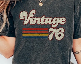 Vintage 1976 Birthday Tee, Retro 50th Birthday Gift