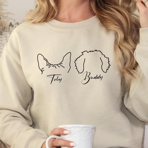 Custom Dog Sweatshirt, Personalized Dog Ears Sweatshirt with Name, Christmas Gift, Dog Dad Gift for Pet Gift for Him, Pet Lovers