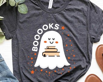 Ghost Books Halloween T-Shirt, Teacher Librarian Shirt, Bookworm Gift