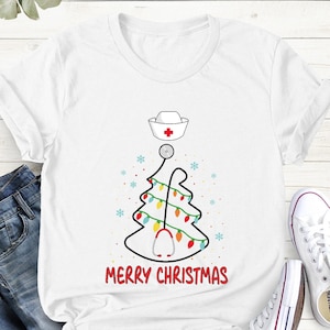 Stethoscope Christmas Tree Shirt, Christmas Nurse Shirt, Stethoscope Nurse Tee, Stethoscope Tree Shirt, Gift For Nurses , Gift for Doctor