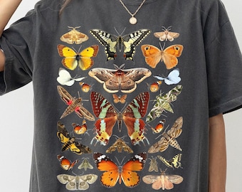 Comfort Colors Butterfly Moth Shirt, Cottagecore Dark Academia Tee