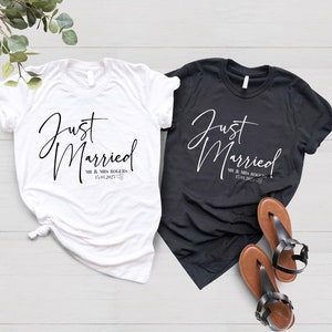 Personalized Just Married T-Shirt: Mr & Mrs Matching Wedding Tee
