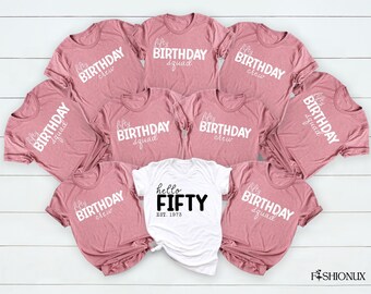 Hello Fifty Birthday Shirt, 50th Birthday Crew Tees