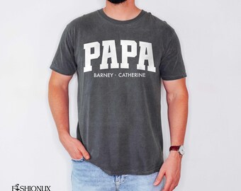 Personalized Papa Shirt, Custom Grandchildren Names, Comfort Colors Tee