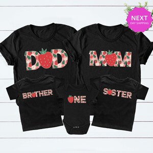 Strawberry First Birthday Matching Family T-Shirts