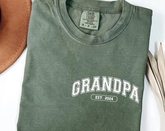 Comfort Colors Grandpa Est Shirt, Pocket Tee, Fathers Day Gift