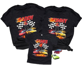 Personalized Race Car Birthday T-Shirt, Family Matching Outfit