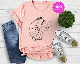 Hedgehog And Flower Shirt, Hedgehog Lover Shirt, Animal Lover Shirt, Hedgehog Shirt, Hedgehog T-Shirt, Hedgehog Gifts, Cute Hedgehog