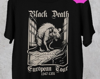 Black Death Rat Graphic Tee, Gothic Grunge Shirt