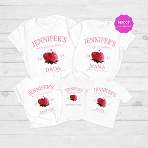 Berry First Birthday Matching Family Shirts: Strawberry Party Tees