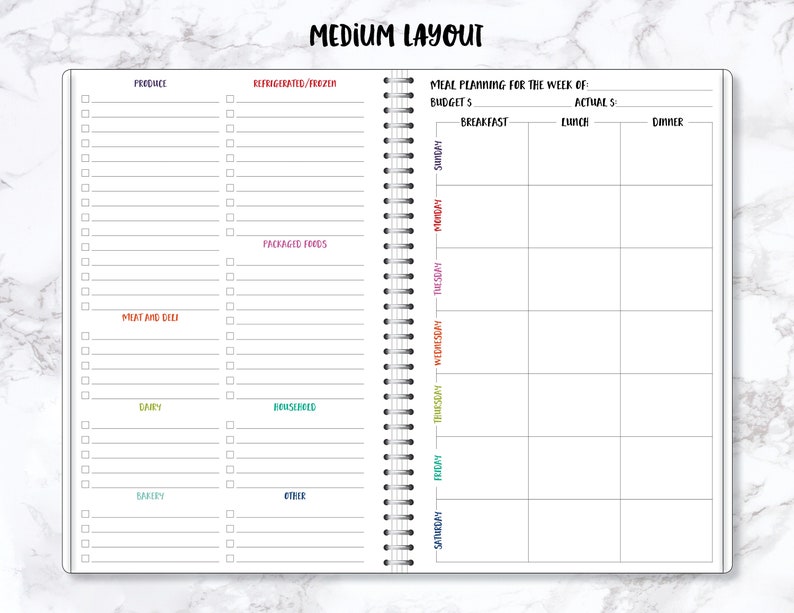 Meal Planner Grocery List Meal Planner Notebook Meal Prep Meal Planning with Dinner Lunch Breakfast Weekly Food Planner image 3