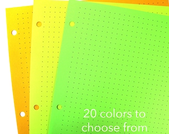 Colored Loose Leaf Paper | Dot Grid Paper | 3 Hole Punch Paper | Rainbow Paper